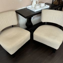 Beige Accent Chair Set 