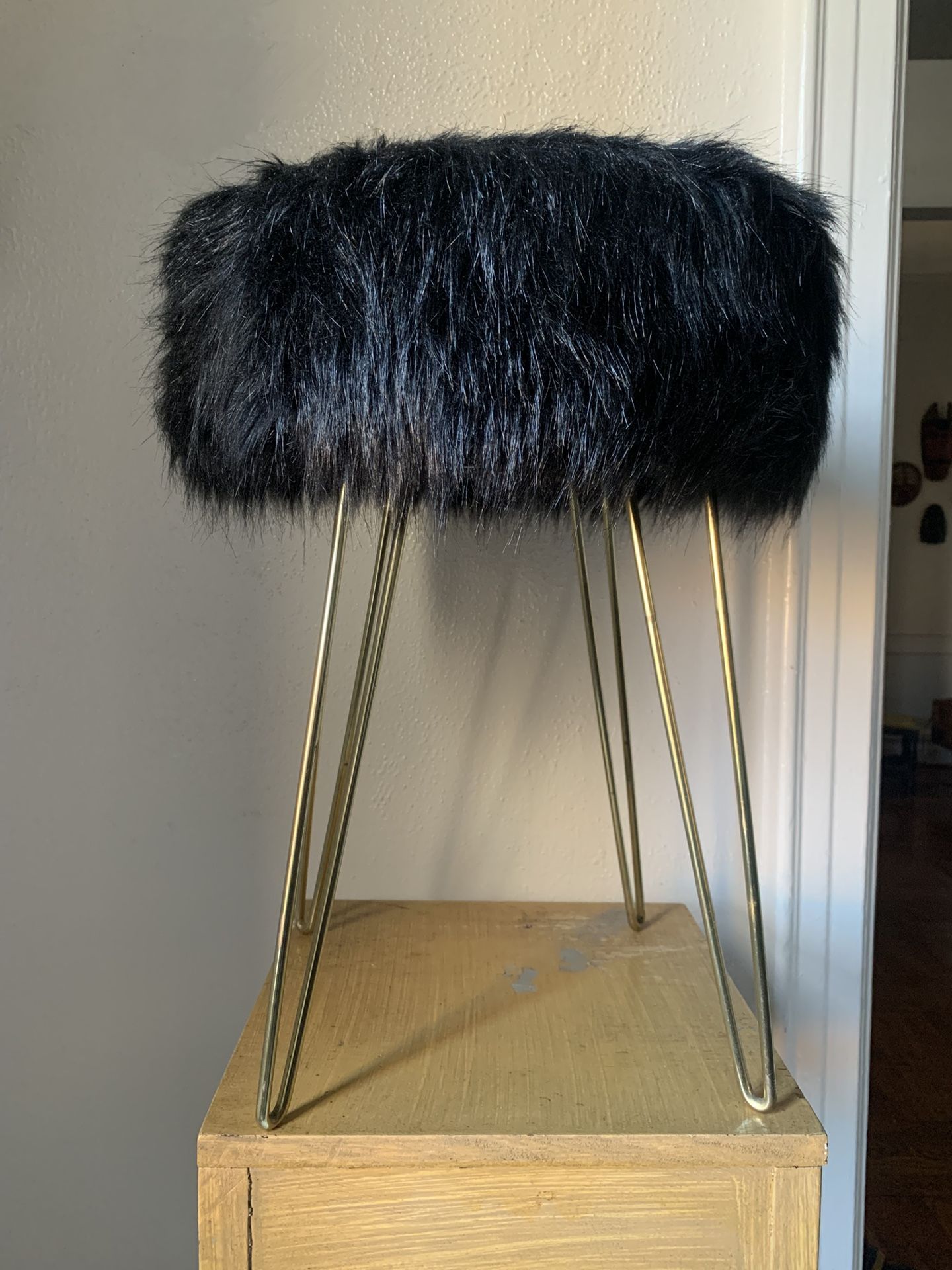 Black Faux Console Stool, New Unused