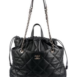 CHANEL CC Drawstring  Quilted Lambskin LARGE Shopping Bag By Virginie Viard