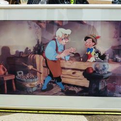 Framed Disney Print - Pinocchio - Geppetto's Workbench 