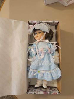 Porcelain Collector Doll in Blue Dress