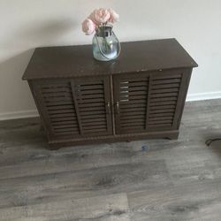 100% Real Wood Entry Cabinet Table And Mirror 