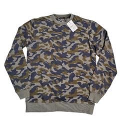 Lucky Brand Burnout Fleece Crew Neck camo Sweatshirt Small