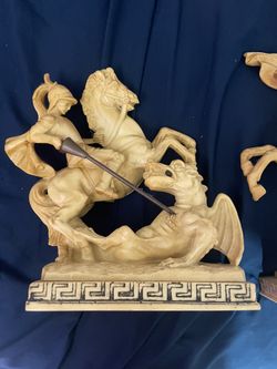 Vintage Mid Century G Ruggeri Saint George and The Dragon Figurine/Sculpture