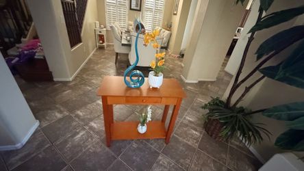 Wooden Console Table with Drawer cherry color