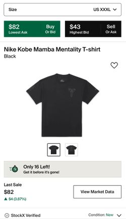 Black Kobe Mamba Mentality T-shirt Size 3xl