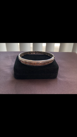 Authentic Chocolate and White Diamond Women's Bangle Bracelet
