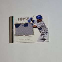 National Treasures Colossal Yasiel Puig Game WORN Patch 4/7 Wild Horse