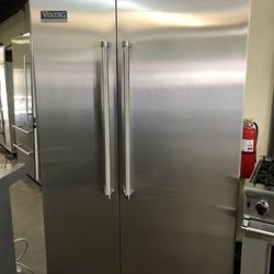 Viking 48” Stainless Steel Built In Side By Side Refrigerator 