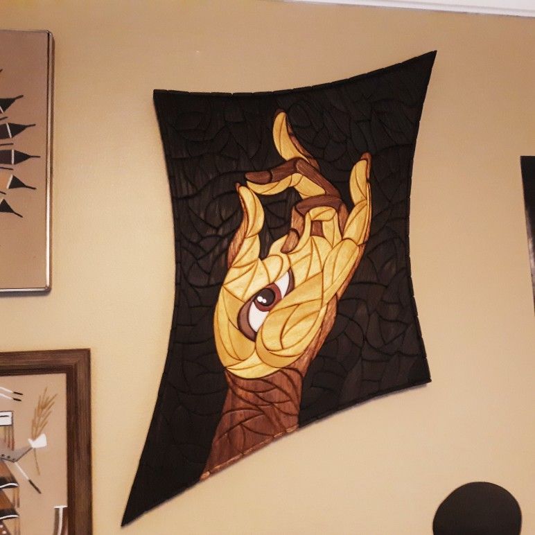 Mudra Hand Wooden mosaic wall art