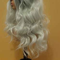 Long Blonde With Black Wavy Wig