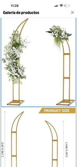 Juego de 2 soportes para arco de boda curvos grandes de metal dorado para boda, soporte de telón de fondo para ceremonia y fiesta, globo para cumpleañ