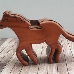 Wooden Horse Puzzle Trinket Box 