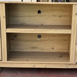 60 in. Drift Wood TV Stand for TVs up to 65 in. with 3-Drawers Dimensions: H 27.32 in, W 59.5 in, D 19.7 in