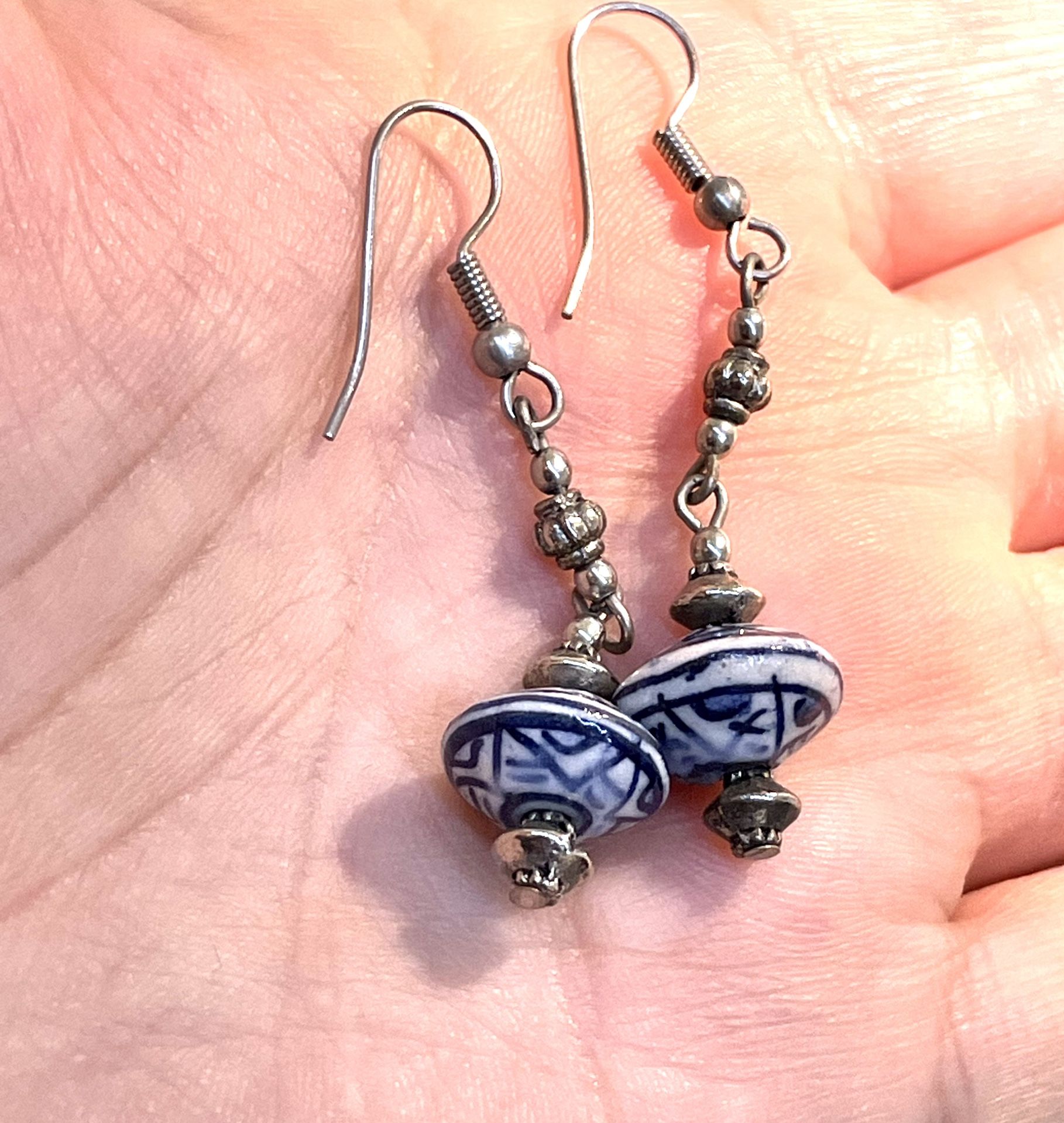 Vintage Asian Porcelain Earrings