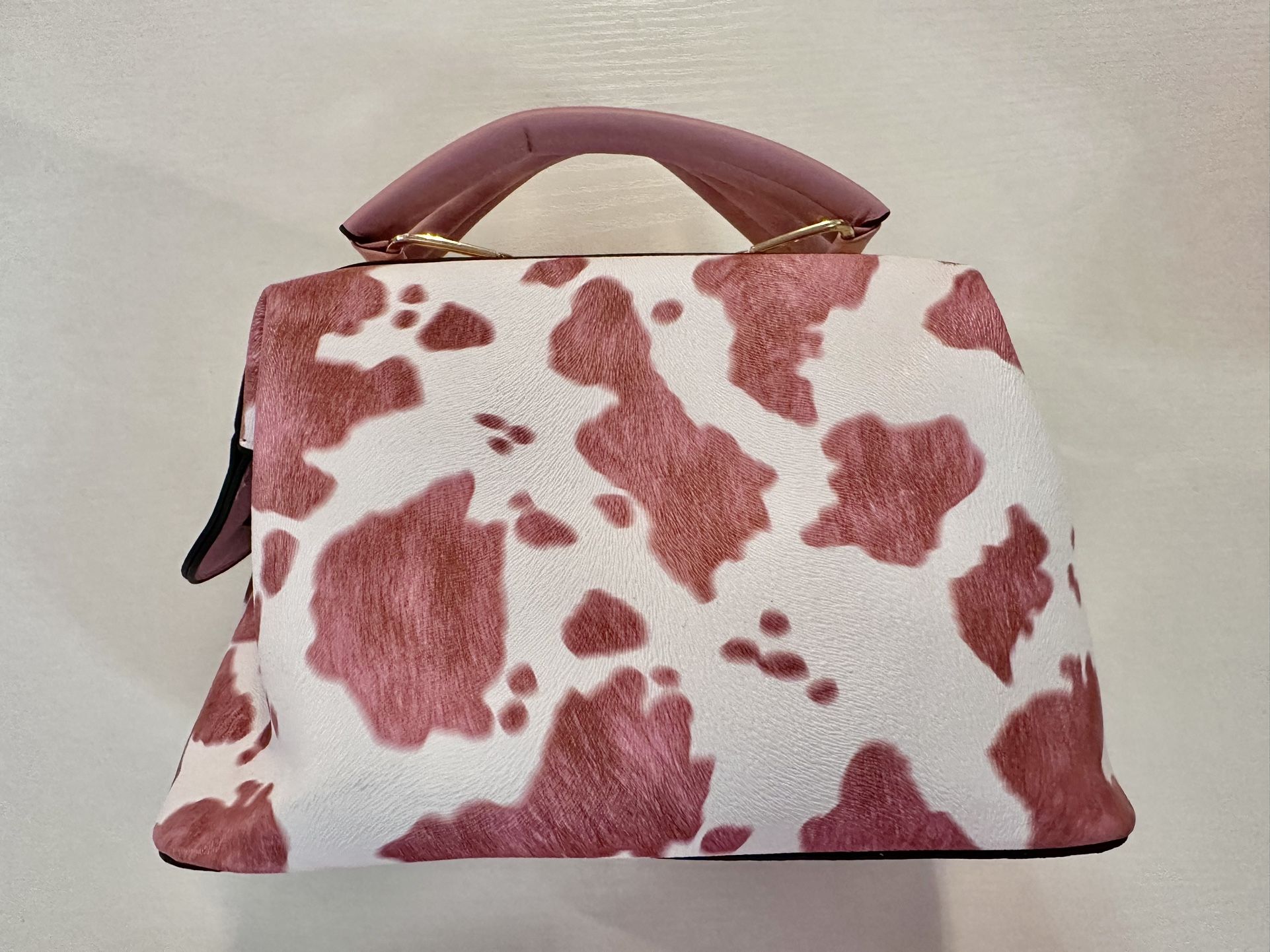 Pink Cow Print Handbag – Trendy Statement Purse