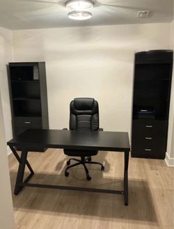 Complete Home Office Set - Desk Chair 2 Bookshelves