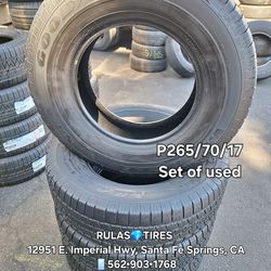 P265/70/17 GOOD-YEAR WRANGLER - SET OF USED TIRES.