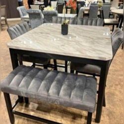 Elegant! 5-pc Counter Height Dining Set ( Bench Is Not Included) ✅$429 No Tax