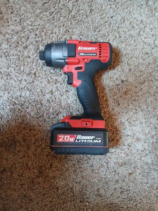 Bauer 20 V Compact Impact Driver 1/4" Hex w/20v Lithium Battery