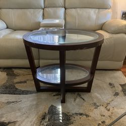 Glass wood End Table
