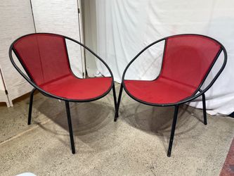 Modern Red & Black Patio Chairs (Set of 2)