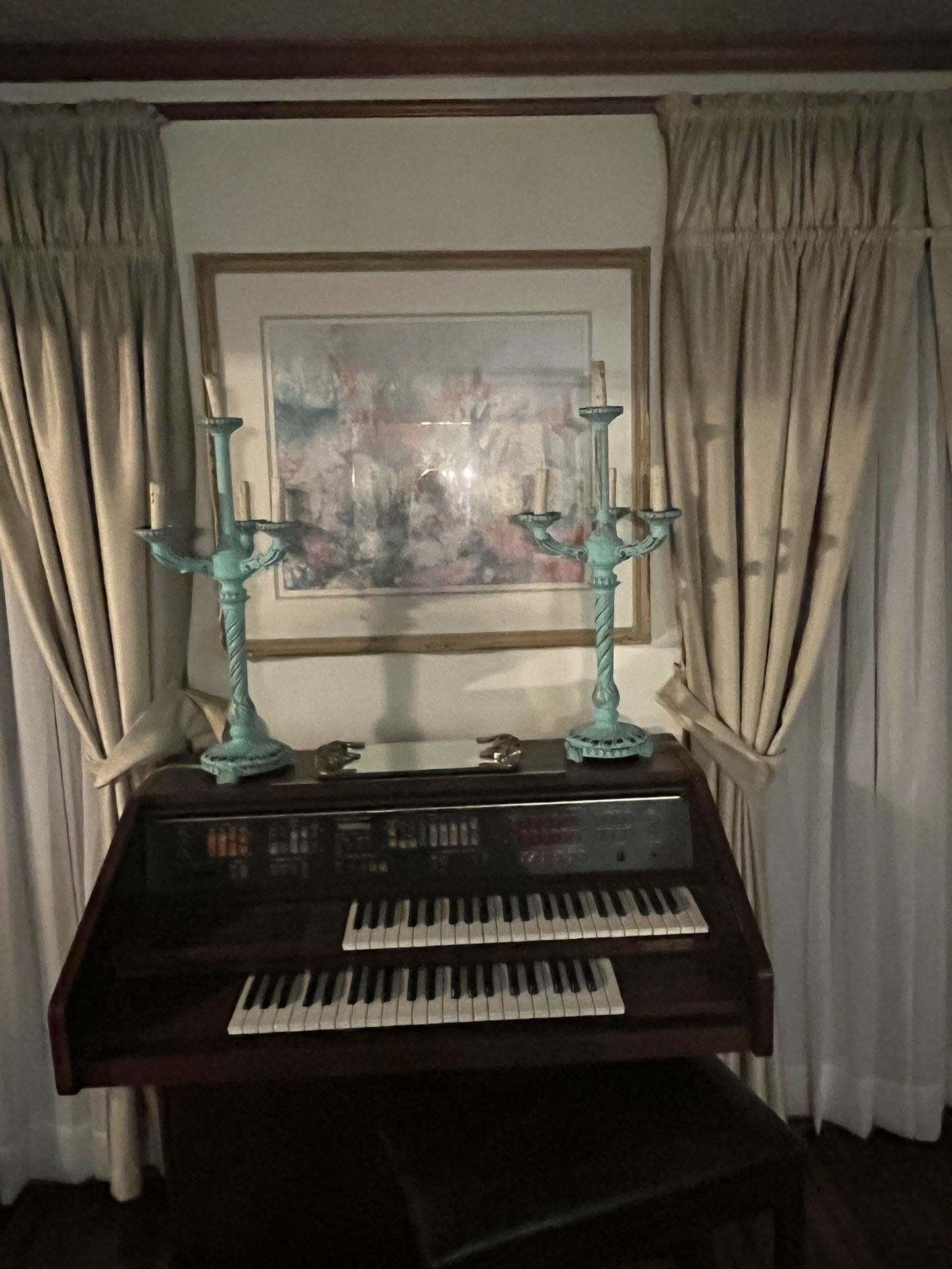 Pair Matching Vintage Lamps Turquoise