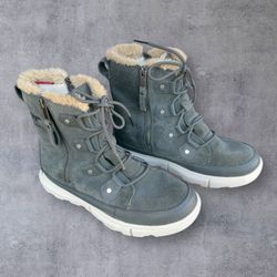 Sorel Women's Explorer Next Joan Suede Faux Fur Waterproof Boot Womens Sz 7.5 Dual Zipper  