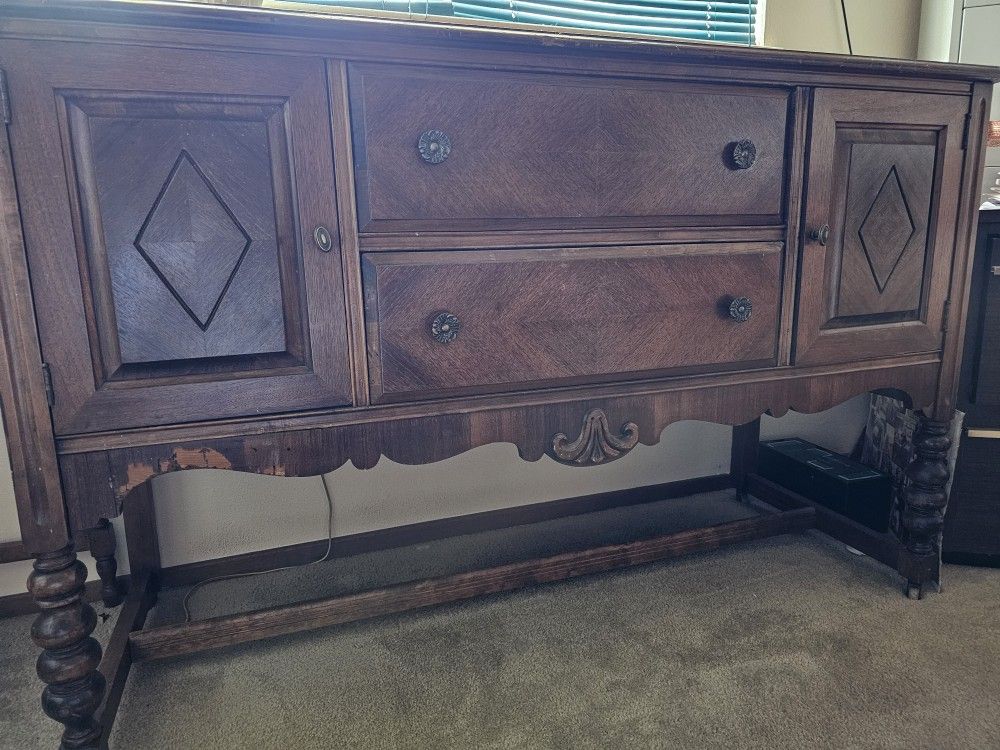 Antique Wooden Sideboard Buffet Cabinet
