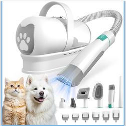 Dog grooming kit, pet vacuum cleaner with nail clipper and nail rectifier, dog hair vacuum cleaner with 6 grooming tools for dogs and cats