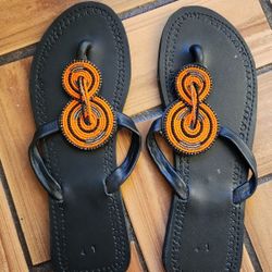 Beaded Leather Sandals