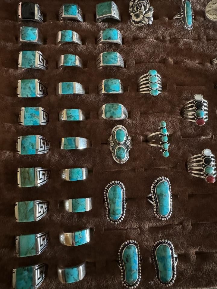 Natural turquoise rings different sizes sterling silver 925