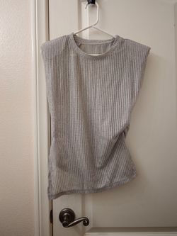Women’s Silver Metallic Sheer Knit Sleeveless Top – Lightweight & Stylish