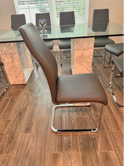 Modern Dining Chair – Gray Eco Leather