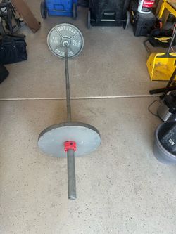 7ft Olympic Bar with 90lbe of weights.