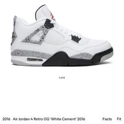 Pre Owned - 2016 Air Jordan 4 “OG” White Cement - Size 11.5