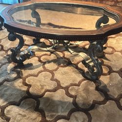 Beautifully decorated living room tables, heavy metal glass living room center table and end table