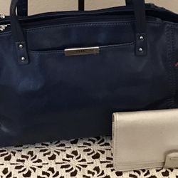 NWT RELIC Deep Blue Handbag & EUC RELIC by Fossil Checkbook Wallet Set