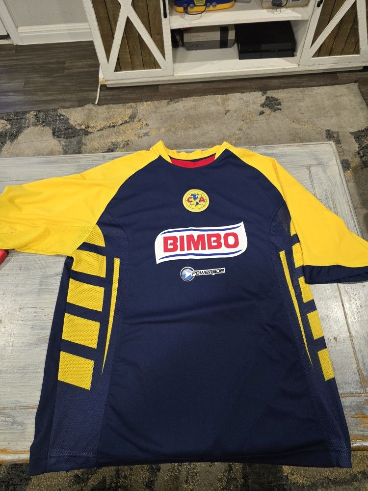 Vintage America 2010 Blue / Yellow Bimbo Soccer Futbol Jersey Sz Large