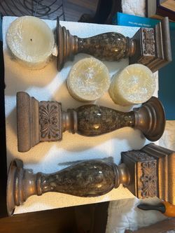 Decorative Candlestick Holders Set with Candles