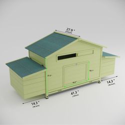 11.12 ft² Large Wooden Chicken Coop Outdoor Hen House Poultry Cage with 2 Free-range Doors ,2 Nesting Boxes,chicken perch inside