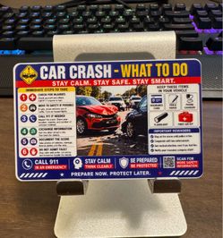 Custom Car Crash Guide Novelty PVC Card – Wallet Size Emergency Info Card