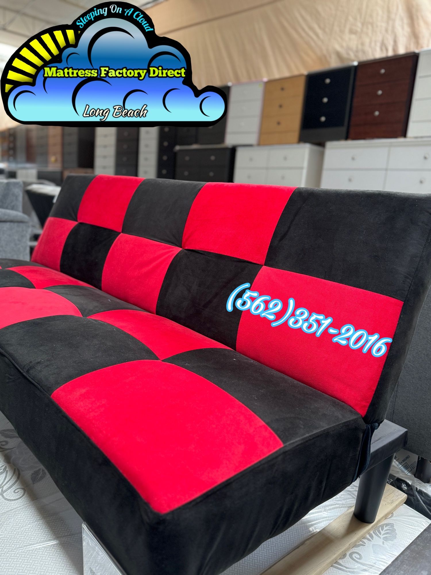 Black And Red Sofa Futon Couch 
