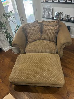 Oversized Chair & Large Matching Ottoman –
