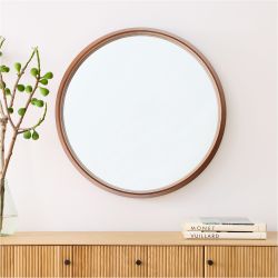 West Elm Pottery Barn Eucalyptus Wood Round Wall Mirror 30 Inches William Sonoma Crate And Barrel
