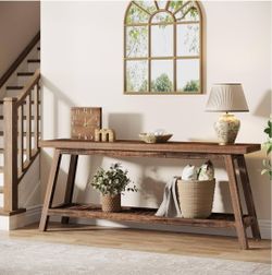 70.86-Inch Console Table for Entyrway, Farmhouse 2-Tier Entry Entrance Table, Narrow Long Sofa Table