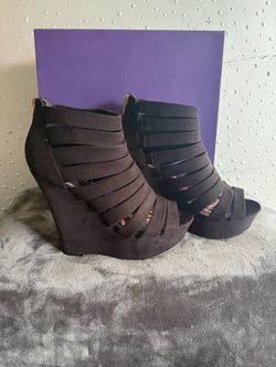 Black Strappy Wedge Platform Booties
