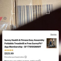 Sunny Health & Fitness Easy Assembly Foldable Treadmill w Free SunnyFit®