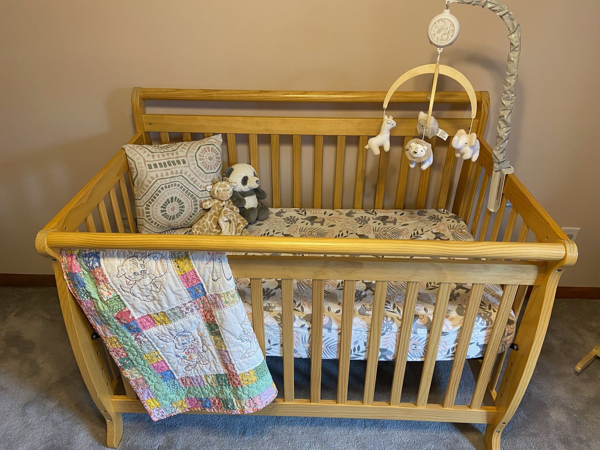 Solid Wood Convertible Baby Crib