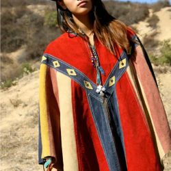 1970s Suede Cape Poncho. Rodeo season statement piece.